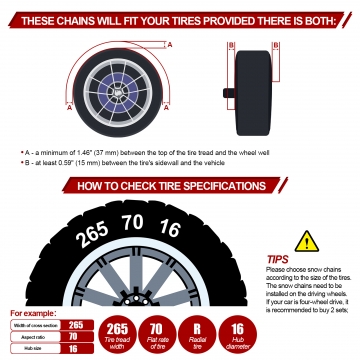 CAM LSH Quik Grip Light Truck Tire Traction Chains - Applicable Width 265 275 315mm - Ladder Tire Chains (83.86